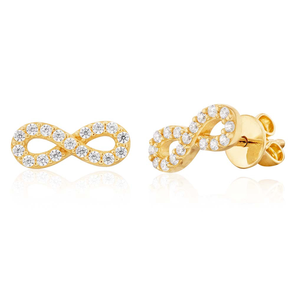 9ct Yellow Gold Zirconia Infinity Stud Earrings for Everlasting Love