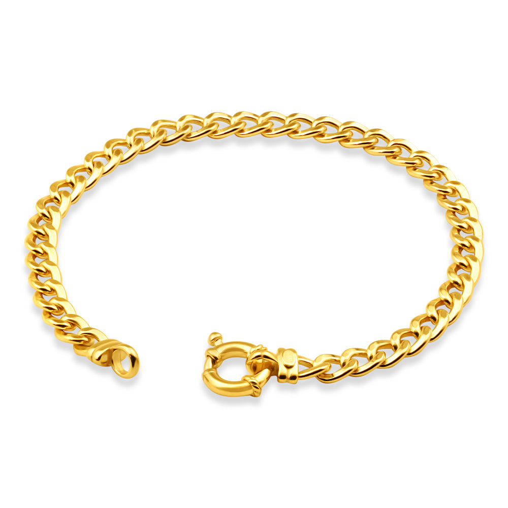 19cm 150Gauge 9ct Yellow Gold Plated Copper Curb Bracelet for Everyday Wear