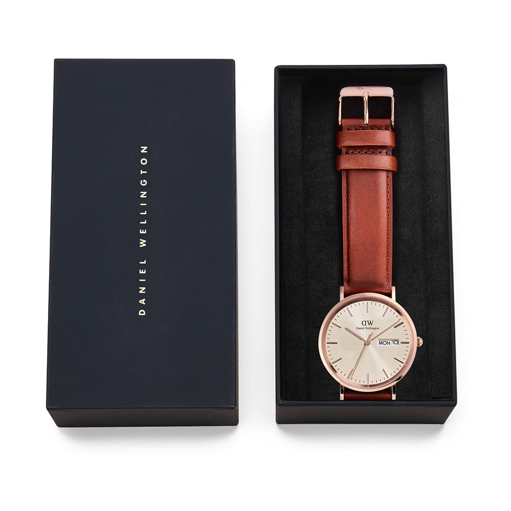 Daniel Wellington Classic St Mawes 40mm Stainless Steel Watch with Leather Strap DW00100829