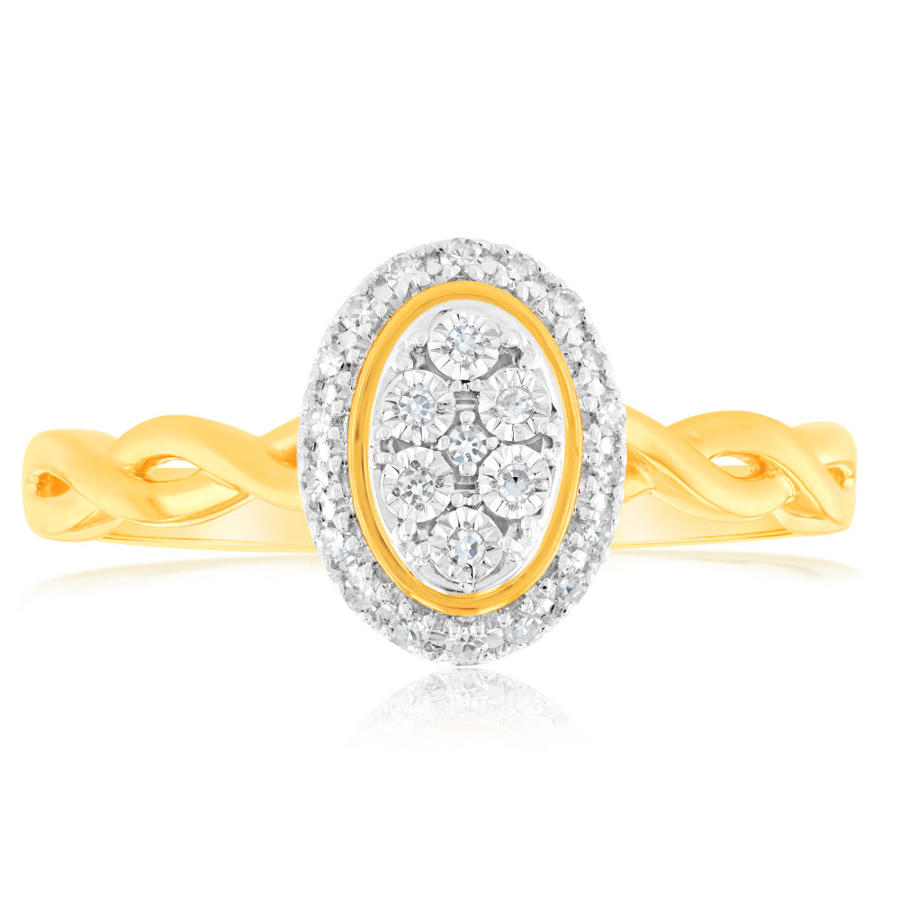 Stunning 9ct Yellow Gold Ring with 25 Lab-Grown Brilliant Luminesce Diamonds