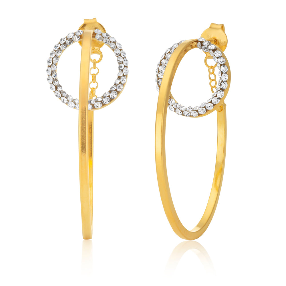 Stunning 9ct Yellow Gold Filled Hoop Earrings with Fancy Crystals