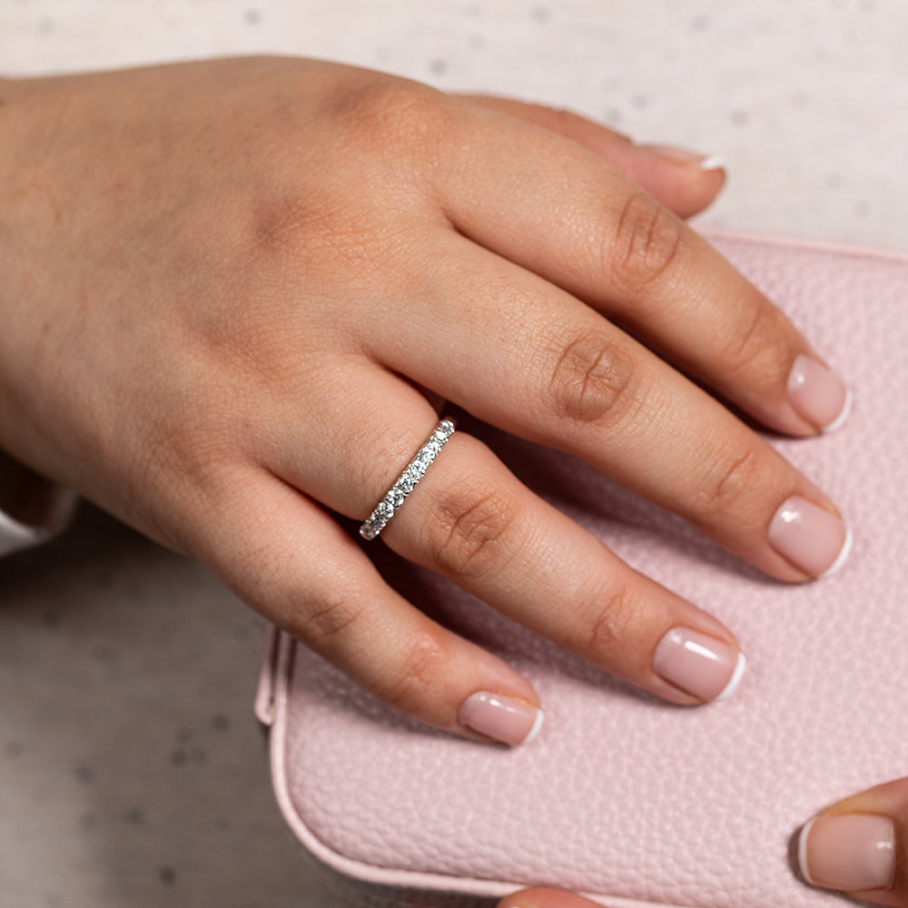 14-carat White Gold Claw-Set Diamond Eternity Straight Ring - A Symbol of Timeless Love