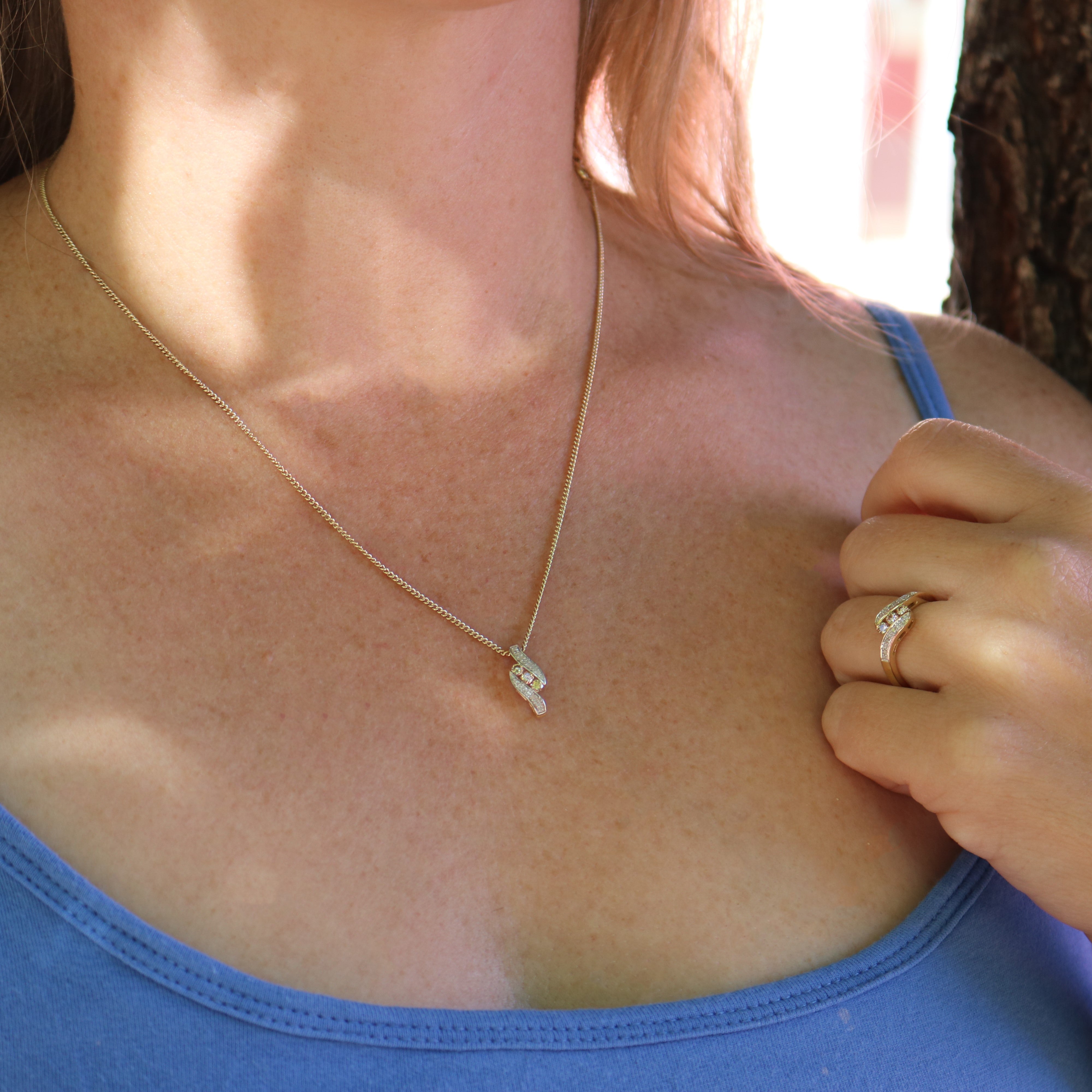 1/5 Carat Australian Diamond Pendant in 9ct Yellow Gold with Cognac Diamonds