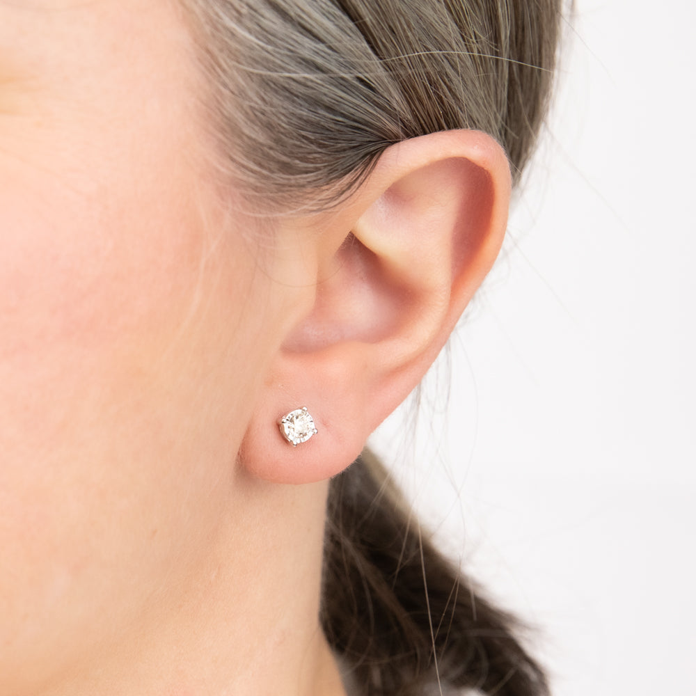 10ct White Gold Stud Earrings with 0.45 Carat Solitaire Diamonds