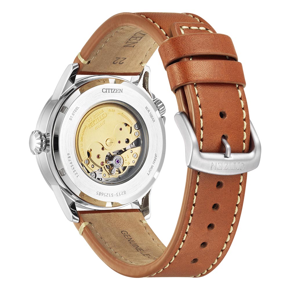 Citizen Automatic Men's Watch with Brown Leather Strap (Model NJ0140 - 25L)