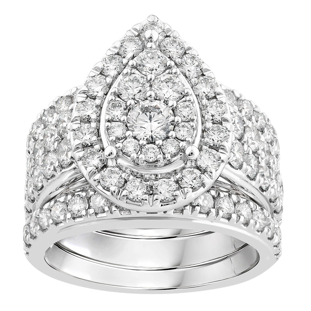 10ct White Gold Sparkling Lab - Grown 3 - Carat Diamond Rings Set