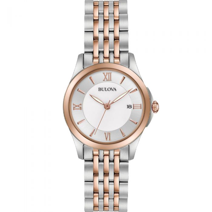 Bulova Ladies' 27mm Classic 98M125 Watch with Rose Gold Accents