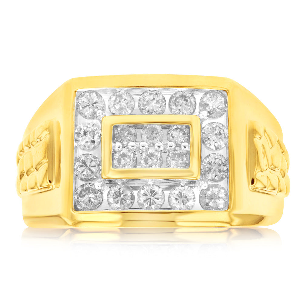 10ct Yellow Gold Gents Ring with a Stunning 1 Carat Diamond