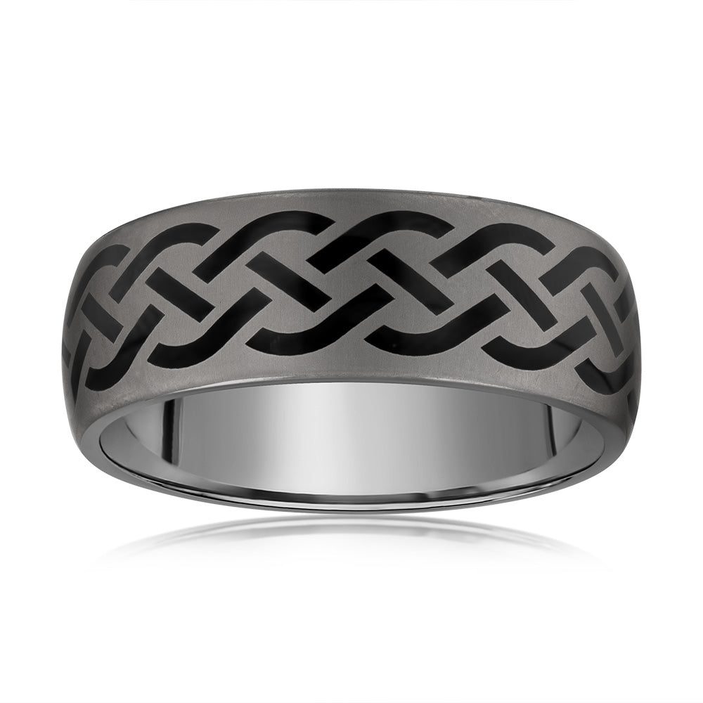 Exquisite 8mm Tungsten Ring with Ancient Design