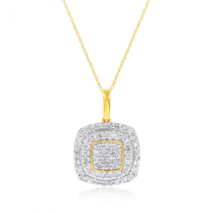 1 Carat Diamond Pendant in 9ct Yellow Gold with 45cm Chain
