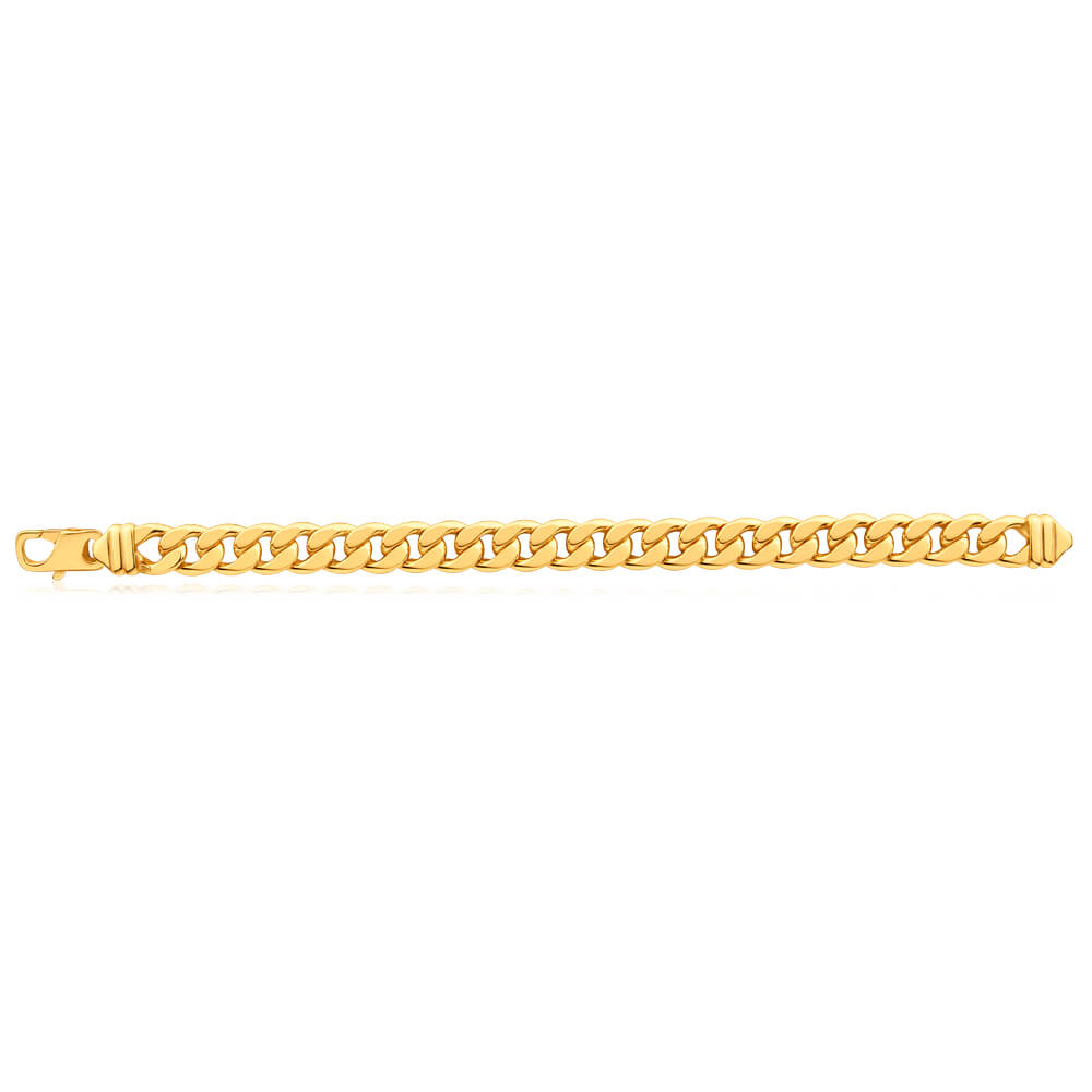 22cm 9ct Yellow Gold-plated Copper Filled 300 Gauge Curb Bracelet