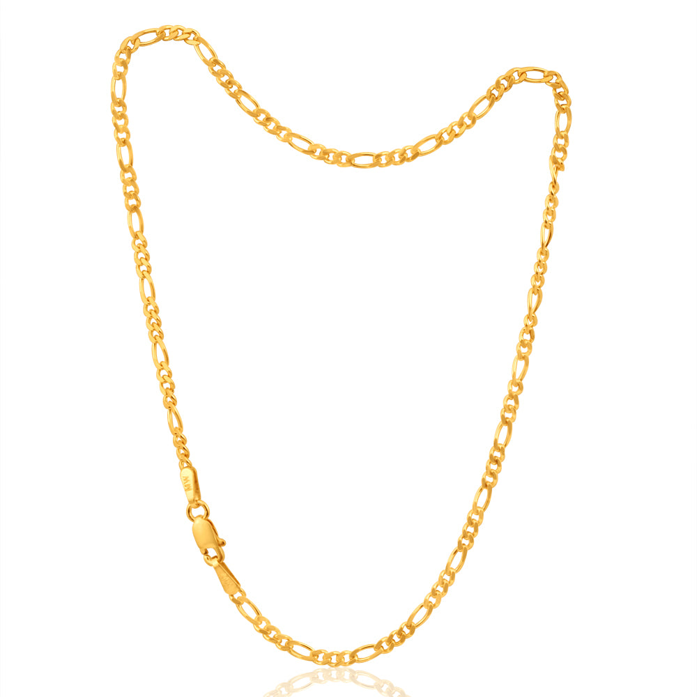 25cm 9ct Yellow Gold 60Gauge 1:3 Figaro Style Anklet
