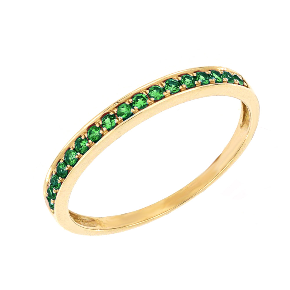 Exquisite 9ct Yellow Gold Ring Adorned with Natural Emeralds