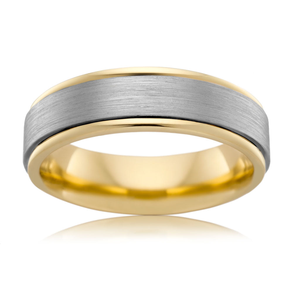 6.5mm 9ct Yellow Gold and Titanium Ring with Matt Finish Available in All Sizes - A Stunning Two - Tone Jewelry Piece