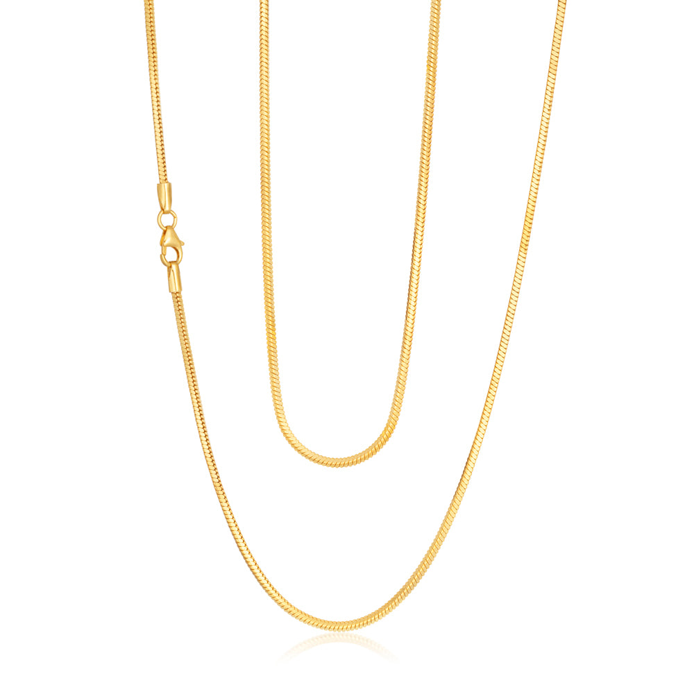 55cm 9ct Yellow Gold Filled Square Snake Chain with Sleek Design