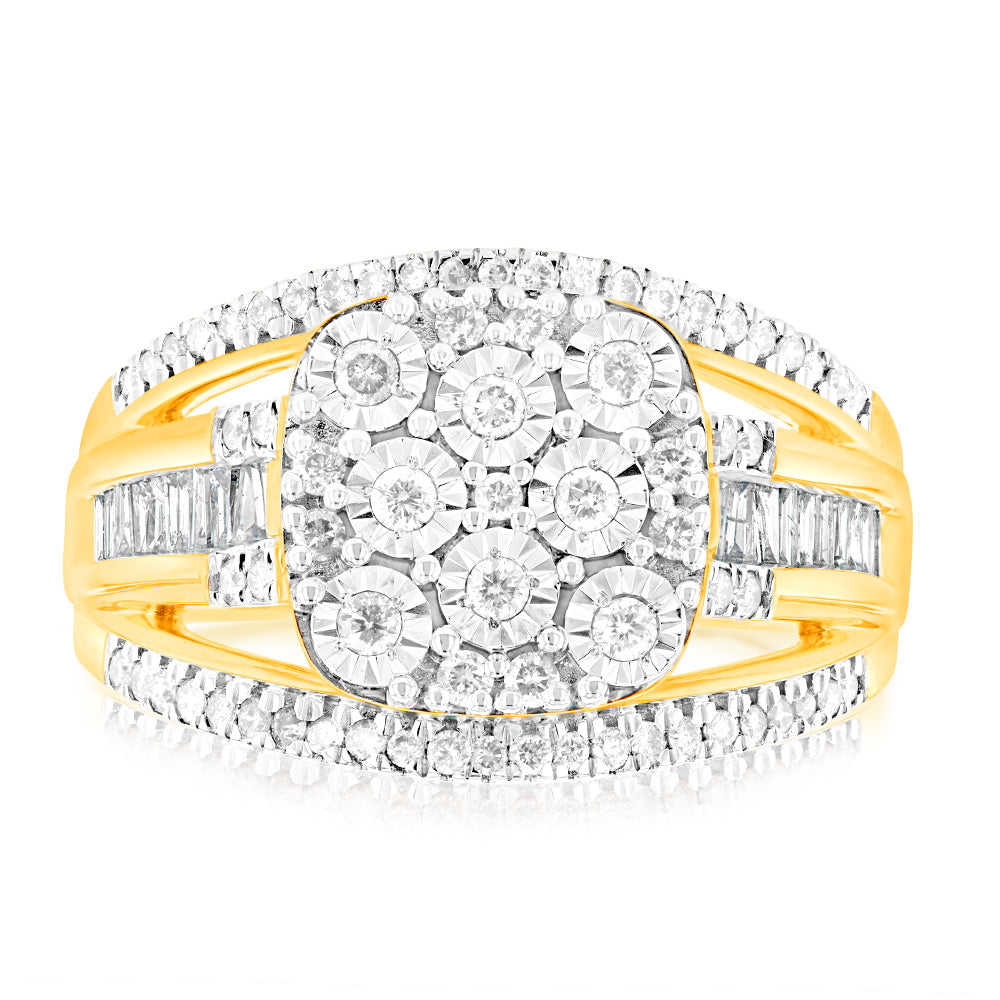 9ct Yellow Gold 1/2 Carat Diamond Ring for a Striking Dress Look