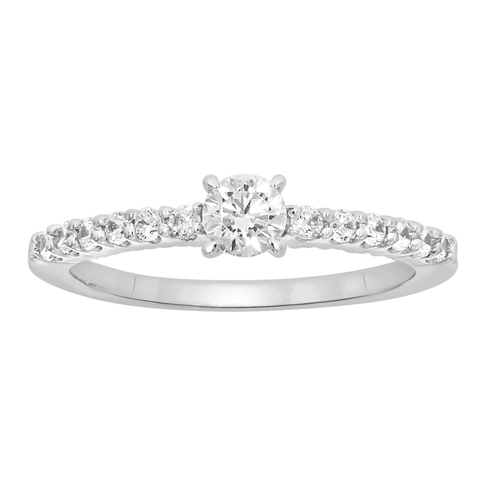 Exquisite 9ct White Gold Ring Set with 1/2 Carat Diamonds