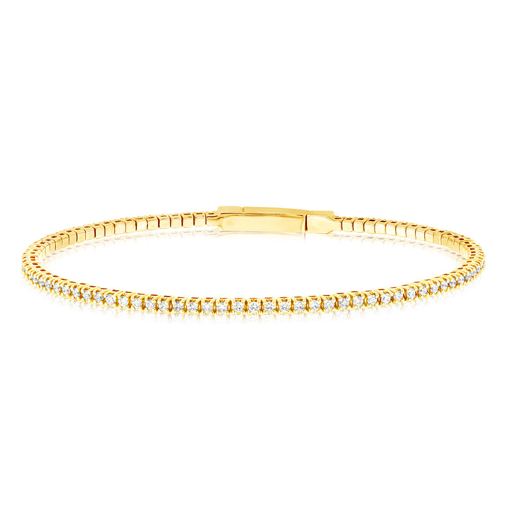 Exquisite 0.95 Carat Diamond Bangle Crafted in 14ct Yellow Gold