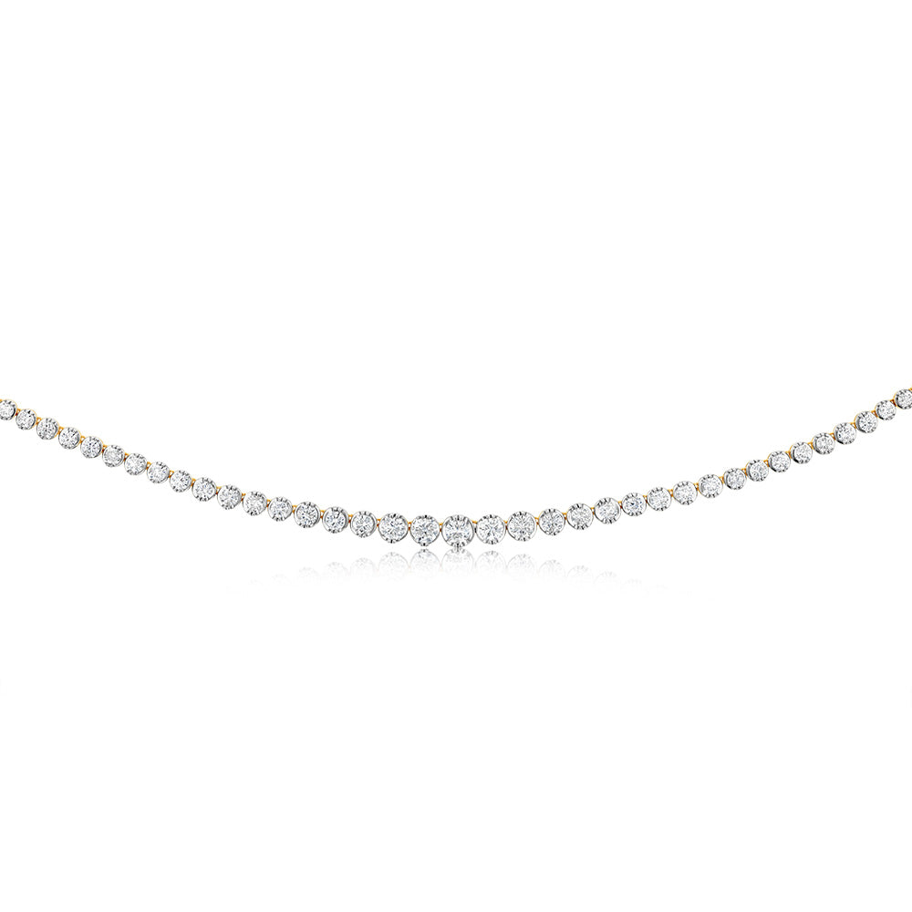 14ct Yellow Gold Necklace with 10 Carats of 111 Brilliant Diamonds, 43.5cm
