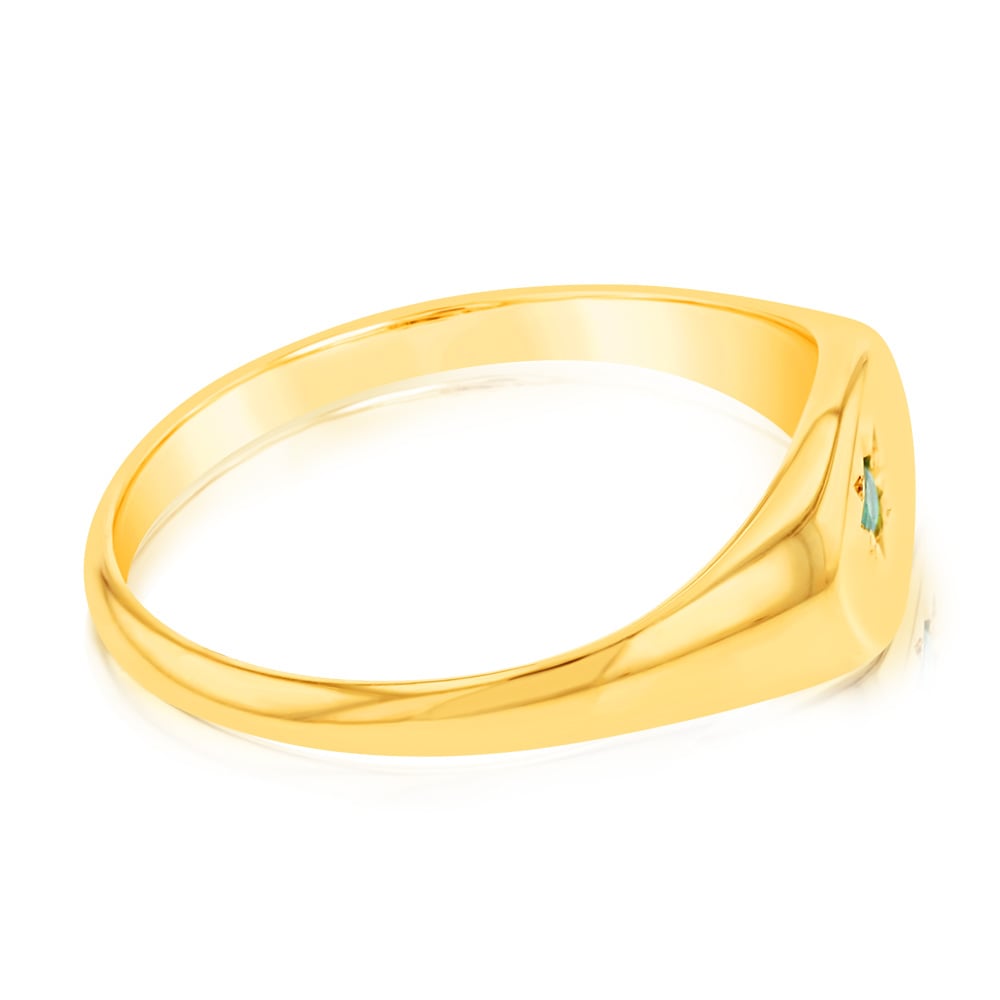 Stunning 9ct Yellow Gold Ring with 1.75mm Natural Emerald Gemstone