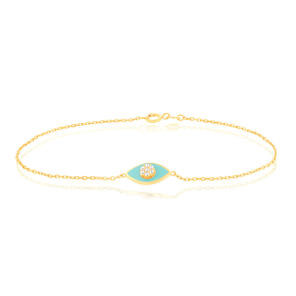 19.10cm 9ct Yellow Gold Bracelet with Fancy Zirconia