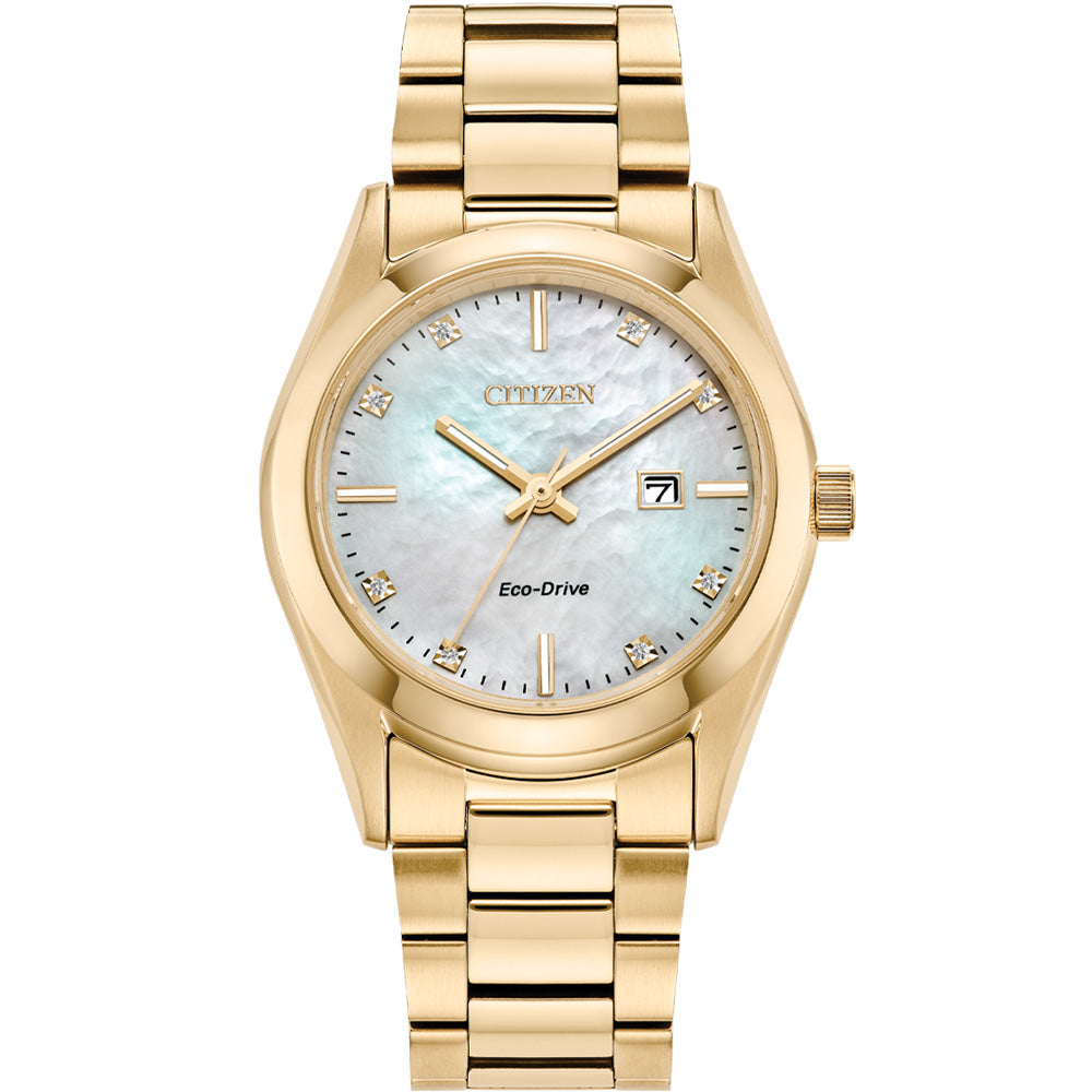 Citizen Eco - Drive Elegant EW2702 - 59D Watch with Diamond & Mother - of - Pearl