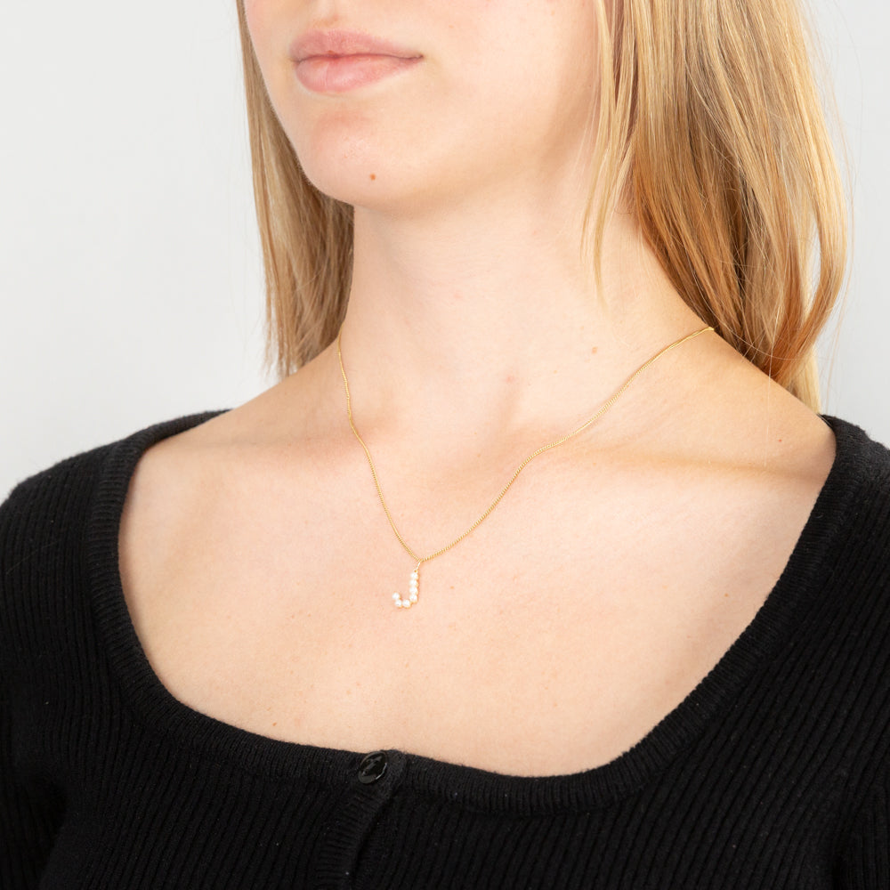Trendy 9 Carat Yellow Gold Freshwater Pearl Mini Initial J Pendant for Fashion Lovers