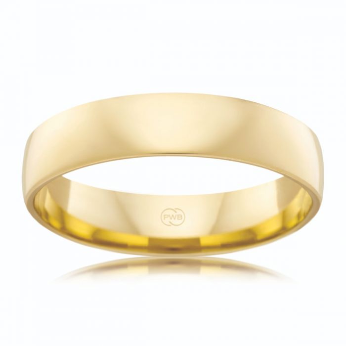 9ct Yellow Gold 5mm Classic Barrel Shaped Comfort Fit Ring in Size Z