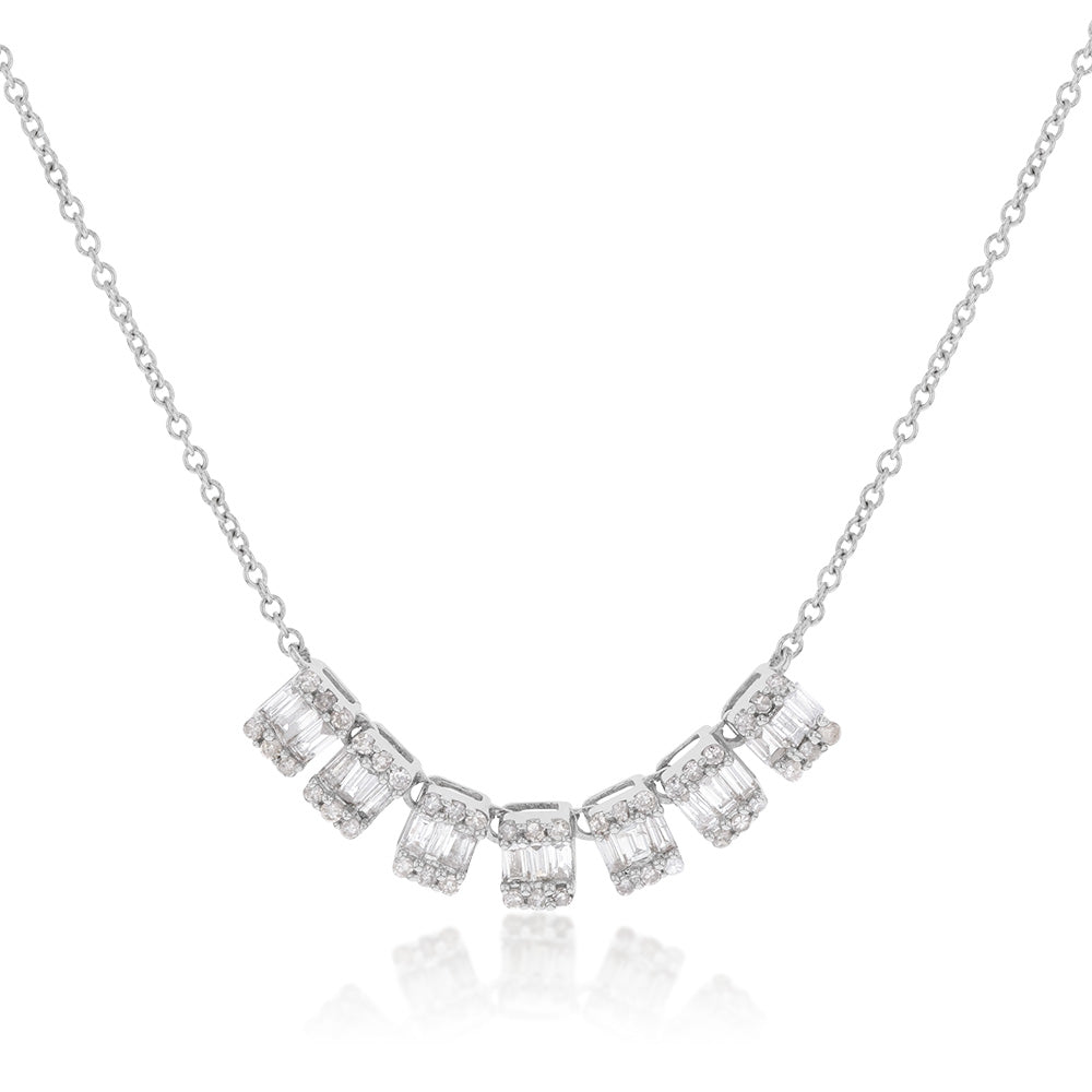 14 Karat White Gold Adjustable Diamond Chain Necklace with 1/2 Carat Diamonds, Length Ranging from 38 to 43 cm