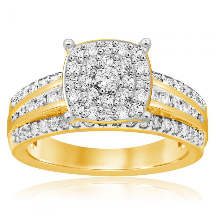 Exquisite 9ct Yellow Gold Ring with 1.00 Carat Brilliant Diamonds