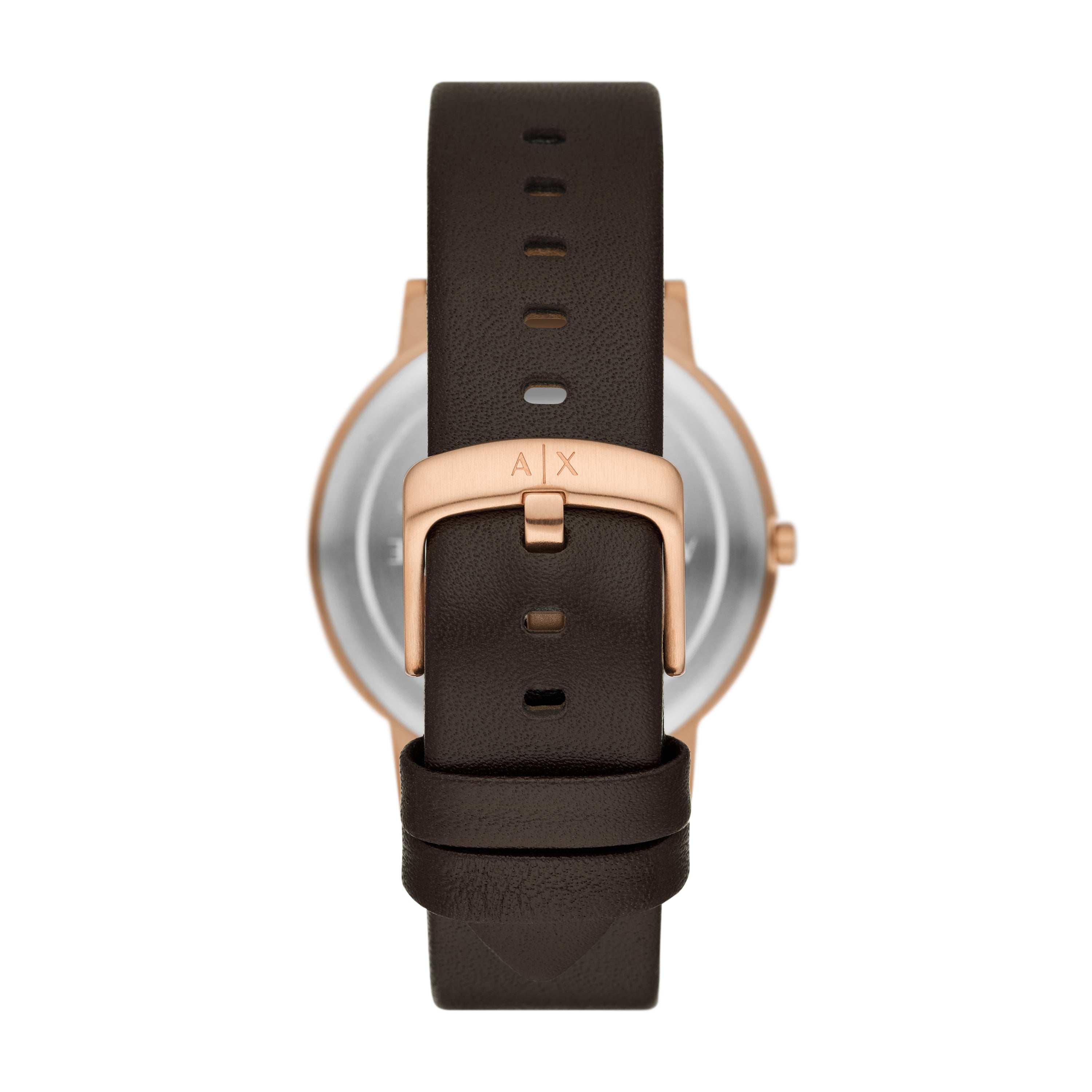 Stylish Armani Exchange AX2873 Dale Rose Gold Watch with Brown Leather Strap