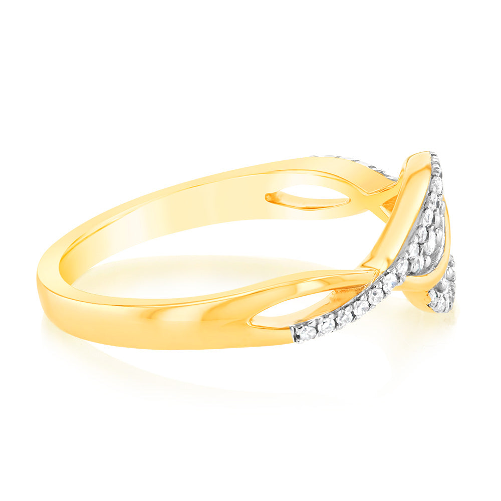 1/4 Carat Swirling Diamond Ring Crafted in 9ct Yellow Gold