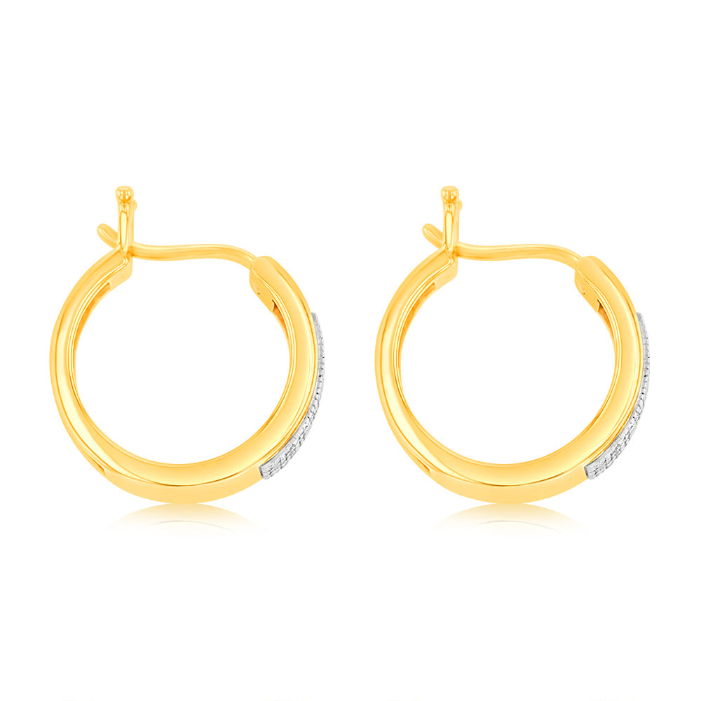 9ct Yellow Gold Hoop Earrings with 1/6 Carat Luminescent Lab - Grown Diamonds