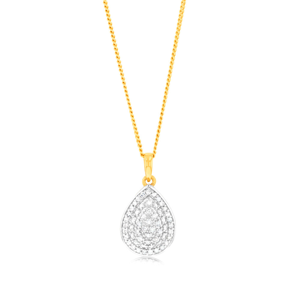 Exquisite 1/4 Carat Pear - Shaped Diamond Pendant Crafted in 9 - carat Yellow Gold Jewelry