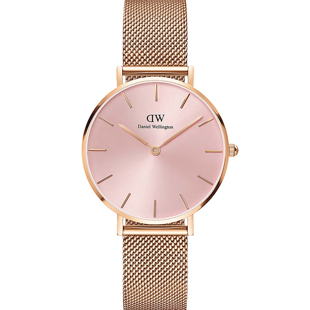 Daniel Wellington Pink Rose Gold Mesh 32mm Petite Melrose Watch DW00100367