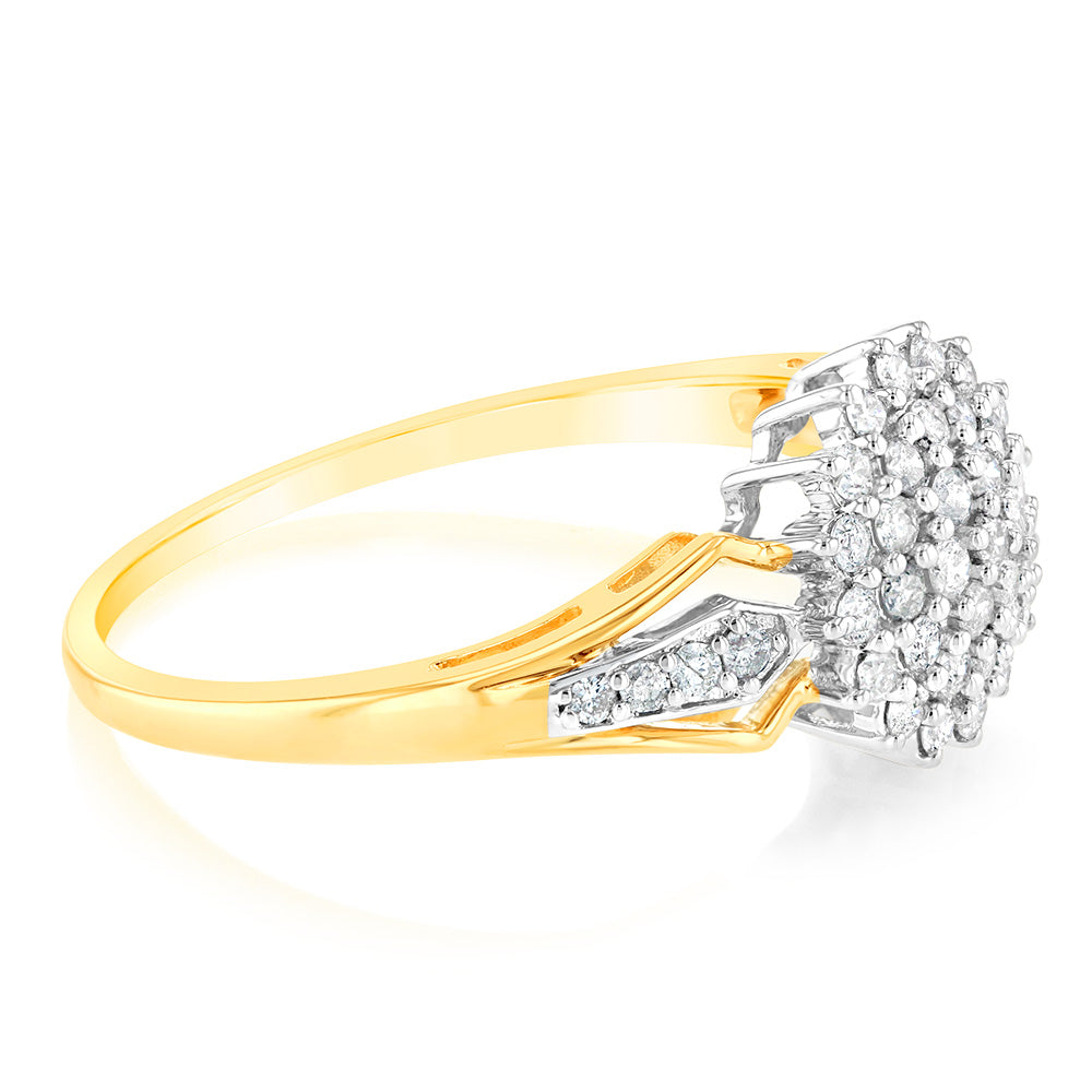Half - Carat Diamond Cluster Ring Crafted in 9ct Yellow Gold