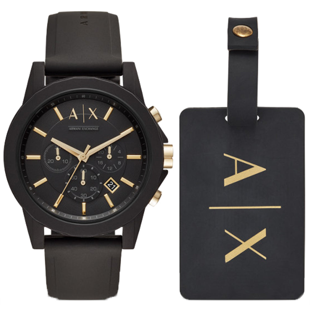 Armani Exchange AX7105 Outerbanks Black Watch Gift Set