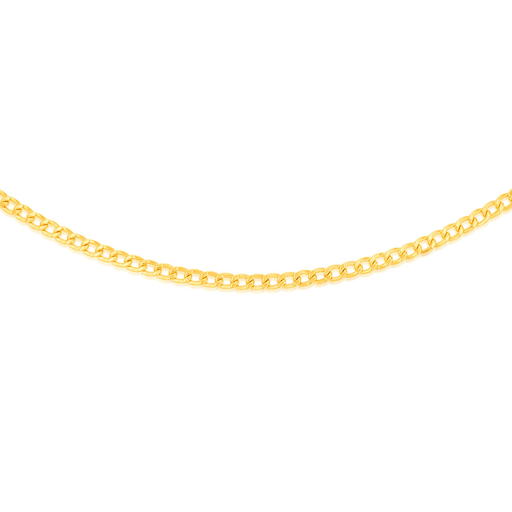 45cm 150Gauge 9ct Yellow Gold-Coated Copper Filled Curb Chain with Clasp