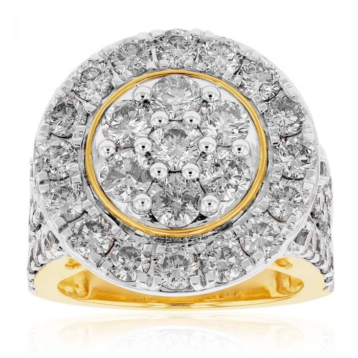 Gorgeous 9ct Yellow Gold 4-Carat Round Cluster Diamond Ring