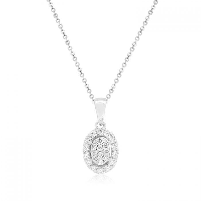 9ct White Gold Pendant with 45cm Chain and 1/4 Carat Sparkling Brilliant Cut Diamonds