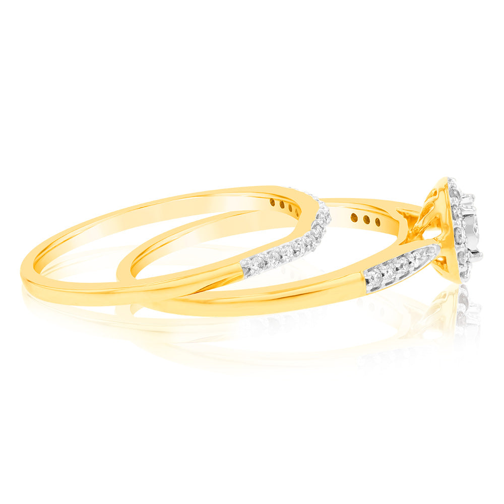 1/4 Carat Diamond in 9ct Yellow Gold with 36 Brilliantly Cut Diamonds
