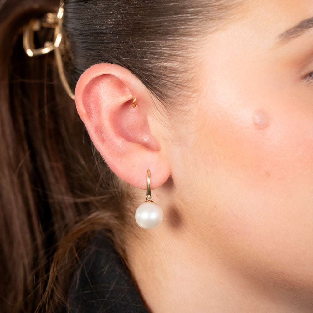 Stunning 9-carat Yellow Gold Earrings with 10 - 14mm White South Sea Pearls
