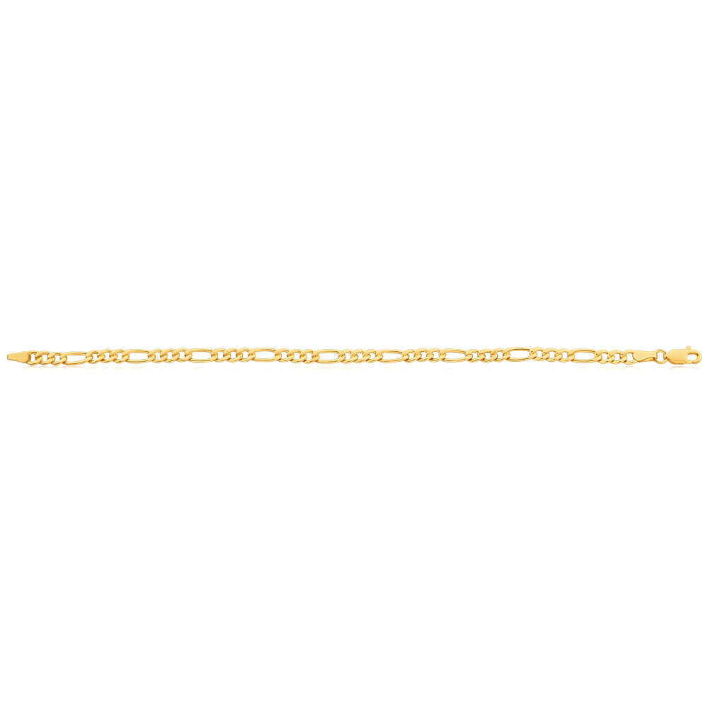 19cm 9ct Yellow Gold Coppefilled 100Gauge Italian Figaro Bracelet