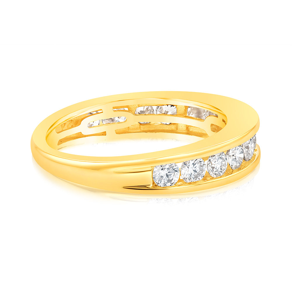10ct Yellow Gold 1 Carat Sparkling Diamond Eternity Ring Size N