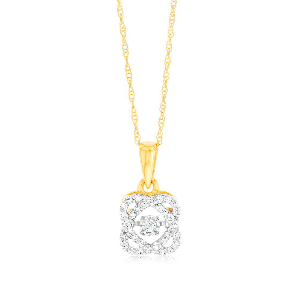 Stunning 9ct Yellow Gold Pendant with Luminescent Lab-Grown Diamonds