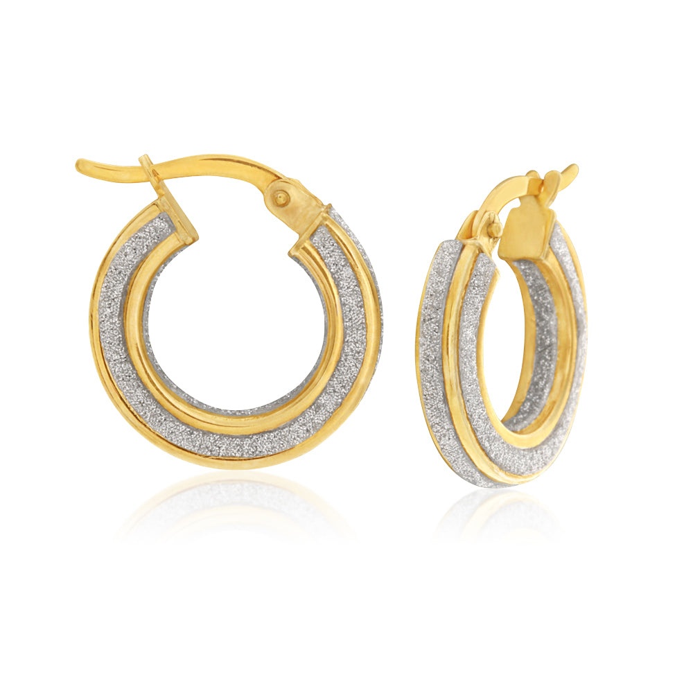 9 Carat Yellow Gold Plated Stardust Hoop Earrings for Women