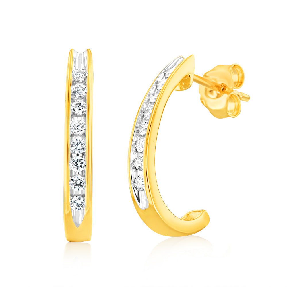 1/4 Carat Luminescent Laboratory - Grown Half Hoop Diamond Earrings Crafted in 9 - carat Yellow Gold (Jewelry for Women)