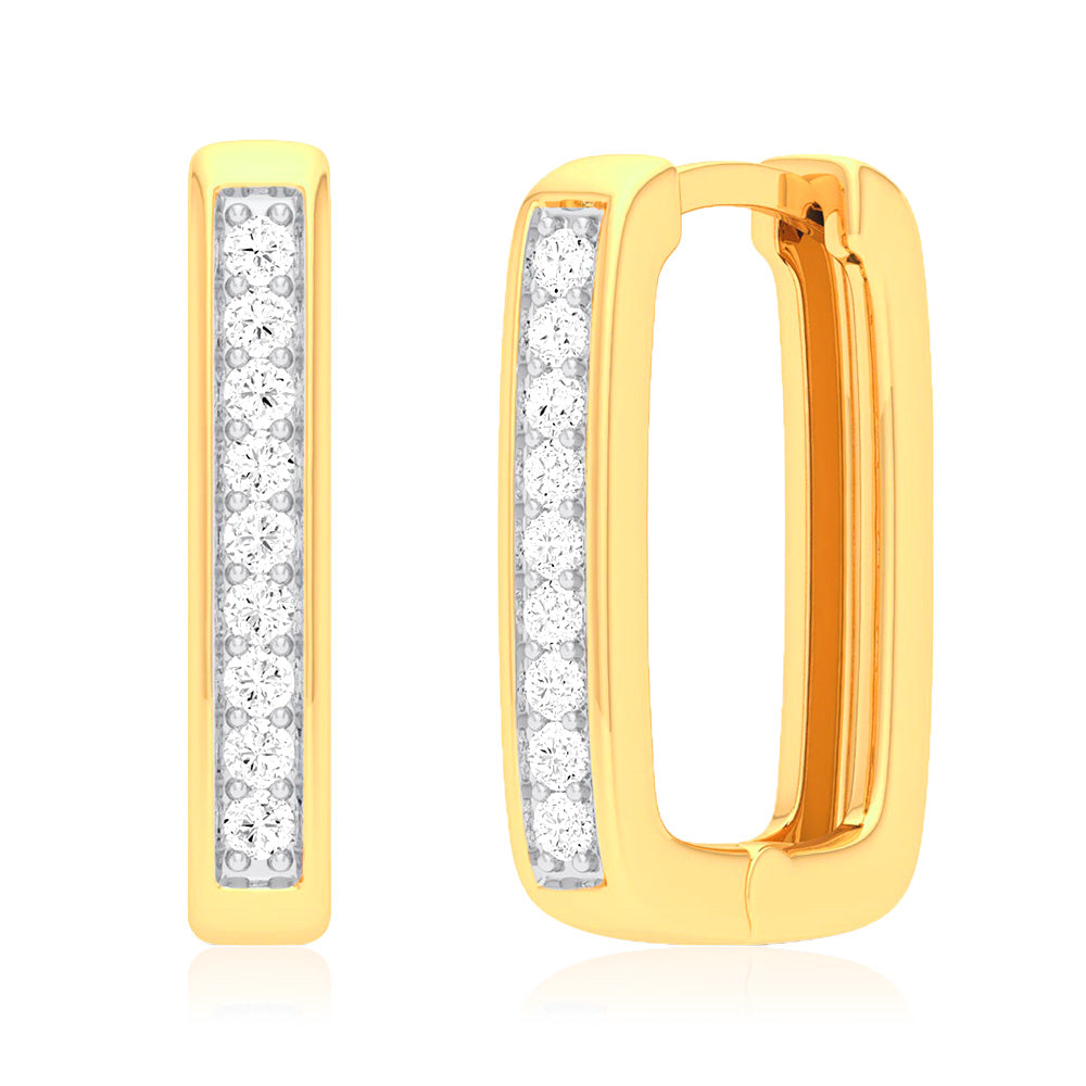 1/4 Carat Shining Lab - Grown Hoop Diamond Earrings in 9ct Yellow Gold