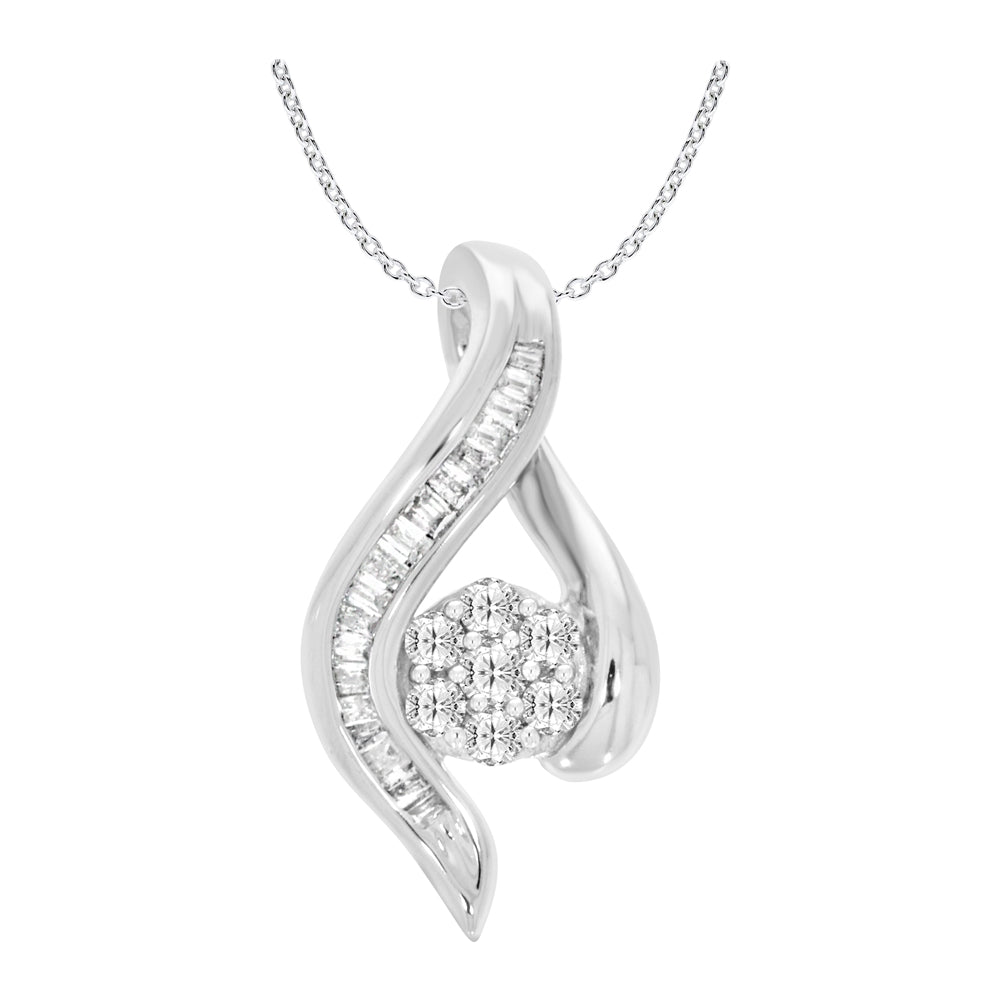 Stunning 9 Carat White Gold 1/4 Carat Diamond Pendant with Chain - A Fine Jewelry Piece