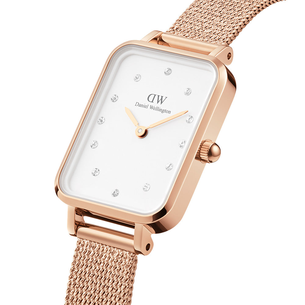 Daniel Wellington DW00100527 Quadro Lumine: Captivating Square Watch with Mesh Strap